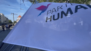 Wehende Partei der Humanisten Flagge